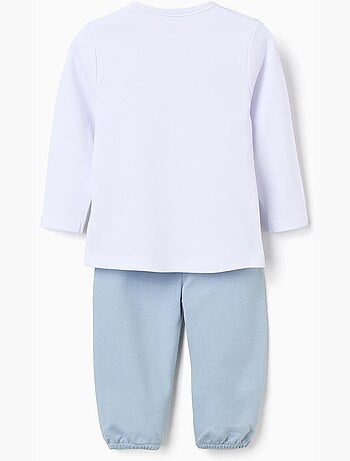 Pyjama à manches longues + bavoir en coton