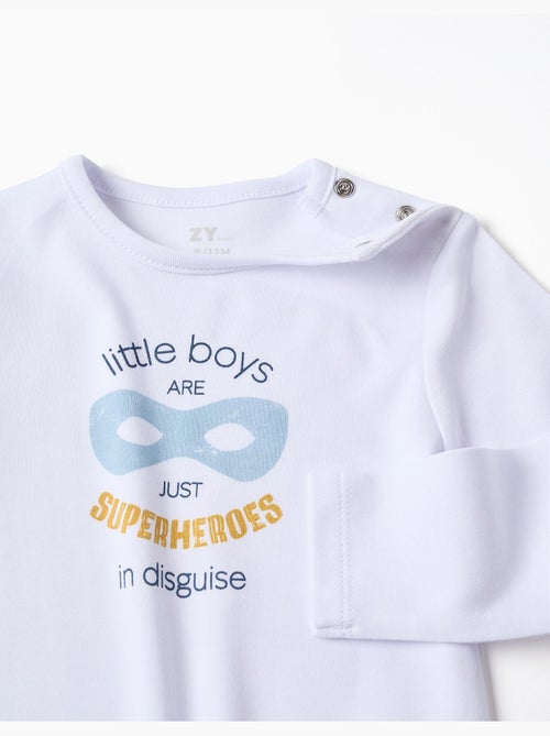 Pyjama à manches longues + bavoir en coton - Kiabi