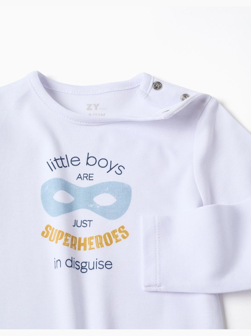Pyjama à manches longues + bavoir en coton Blanc - Kiabi