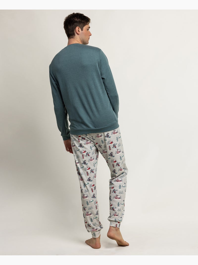 Pyjama à manches longues Bon Ski pour homme DISNEY Vert - Kiabi