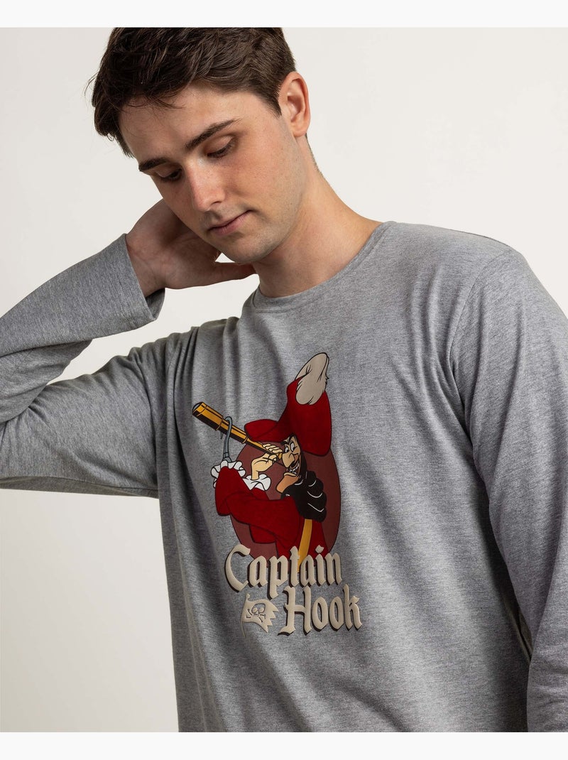 Pyjama à manches longues Capitaine Crochet pour homme DISNEY Gris chiné - Kiabi