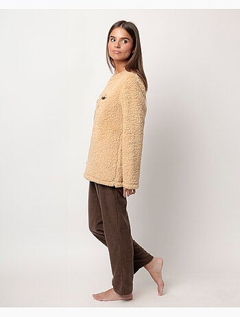 Pyjama à manches longues chaud à motif renne pour femme ADMAS