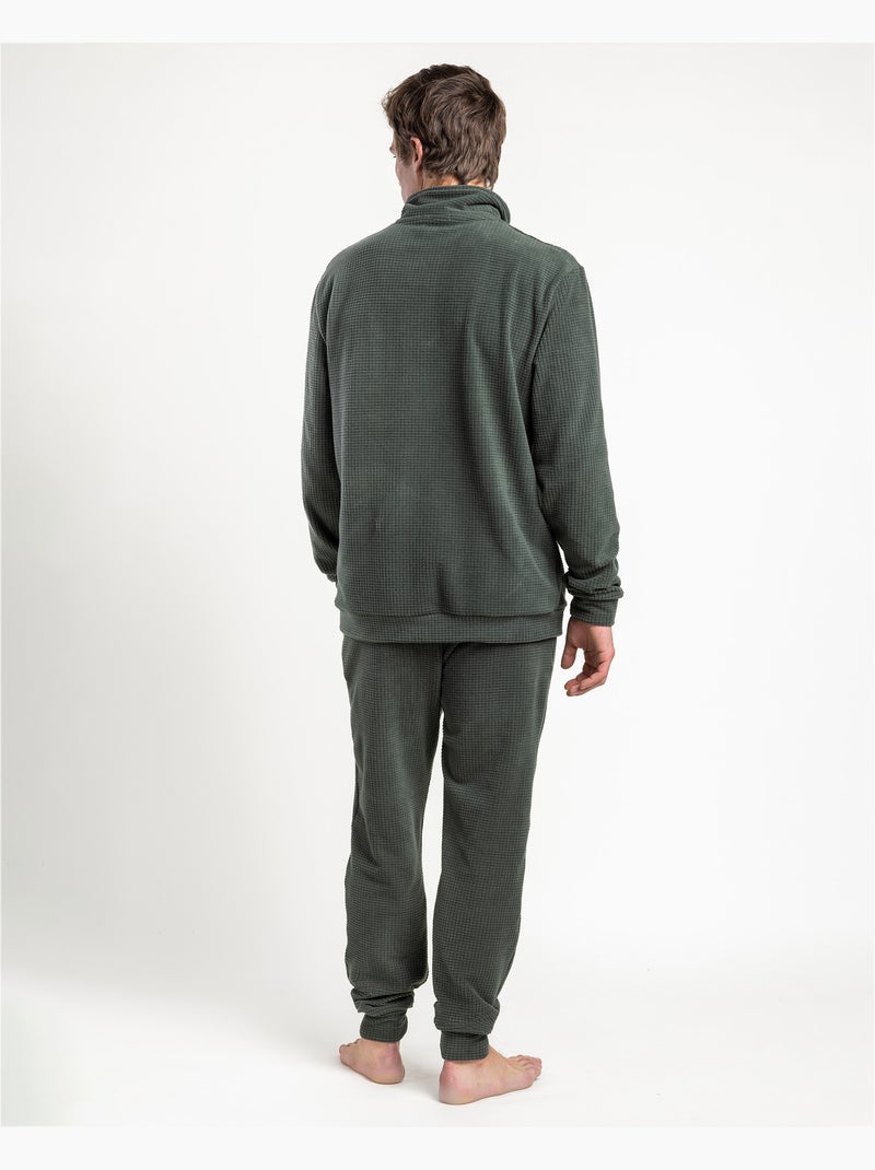 Pyjama à manches longues chaud en nid d'abeille pour homme ADMAS HOME Kaki - Kiabi