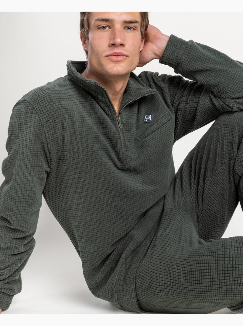 Pyjama à manches longues chaud en nid d'abeille pour homme ADMAS HOME Kaki - Kiabi