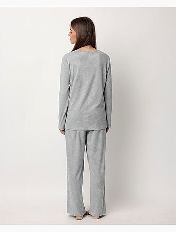 Pyjama à manches longues côtelé ultra doux pour femme ADMAS HOME