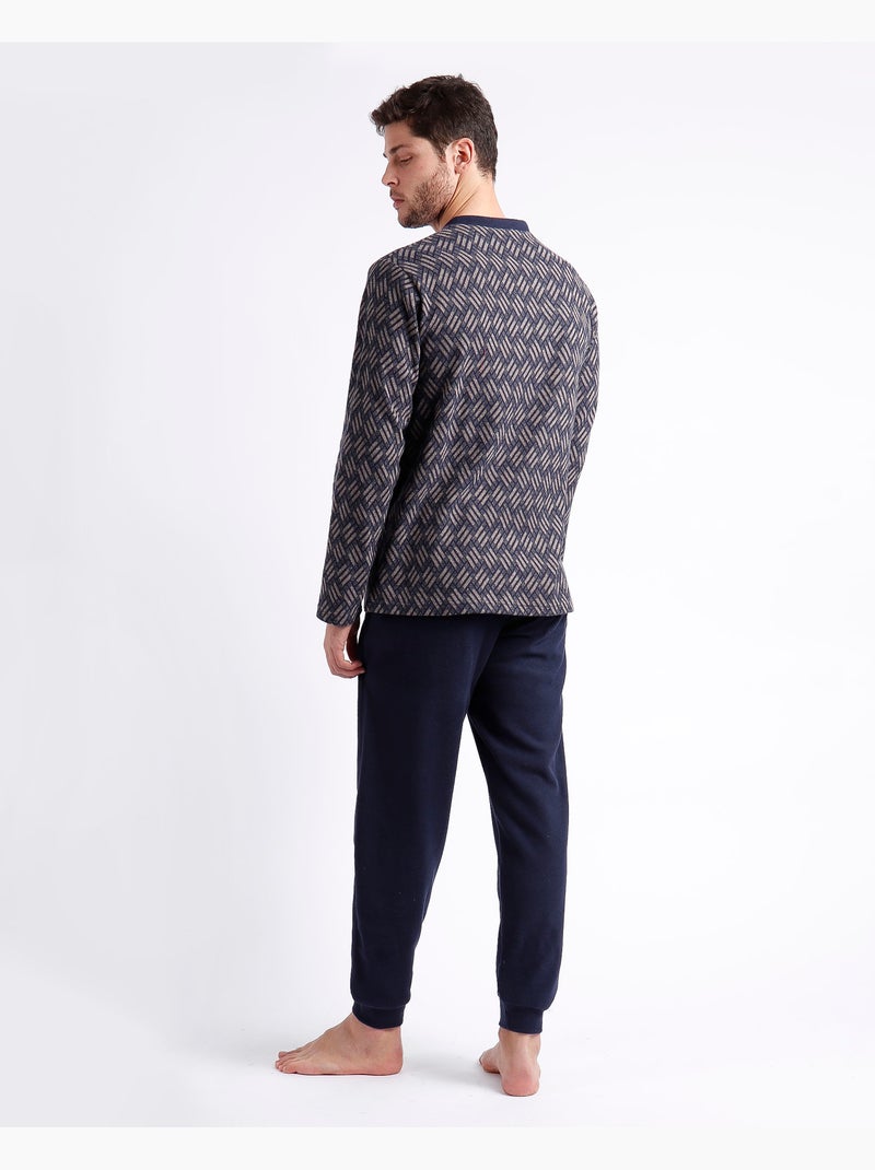 Pyjama à manches longues Cross B pour homme ADMAS MAGNIFIC Bleu marine - Kiabi