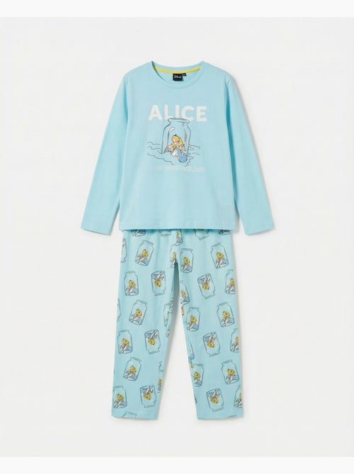 Pyjama à manches longues Disney Blue Alice pour fille - Kiabi