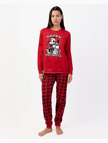 Pyjama à manches longues Disney pour femmes, motif souris, pour les fêtes
