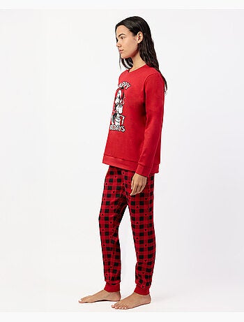 Pyjama à manches longues Disney pour femmes, motif souris, pour les fêtes