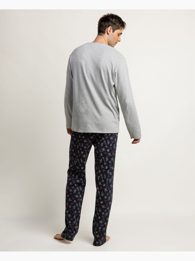 Pyjama à manches longues Disney pour homme, style classique américain Gris chiné - Kiabi