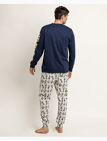 Pyjama à manches longues Disney pour homme, style universitaire