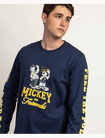 Pyjama à manches longues Disney pour homme, style universitaire