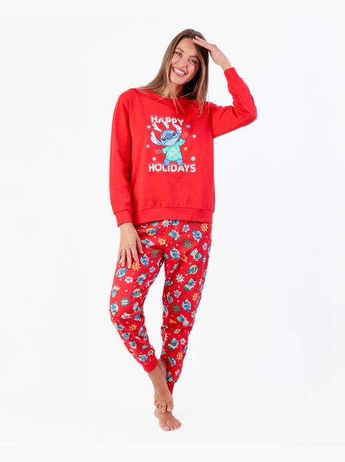 Pyjama à manches longues Disney Stitch Joyeuses Fêtes pour femmes - Kiabi