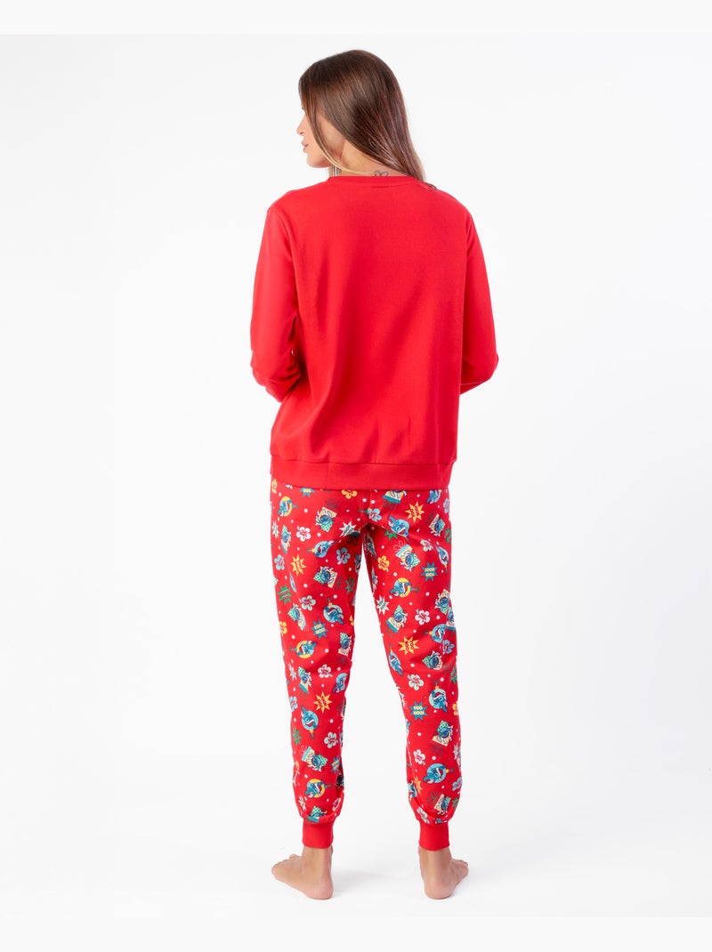 Pyjama à manches longues Disney Stitch Joyeuses Fêtes pour femmes Rouge - Kiabi