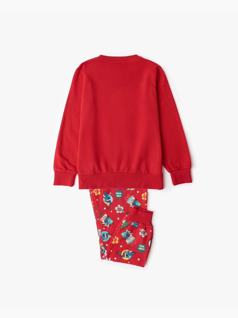 Pyjama à manches longues Disney Stitch Joyeuses Fêtes pour filles Rouge - Kiabi