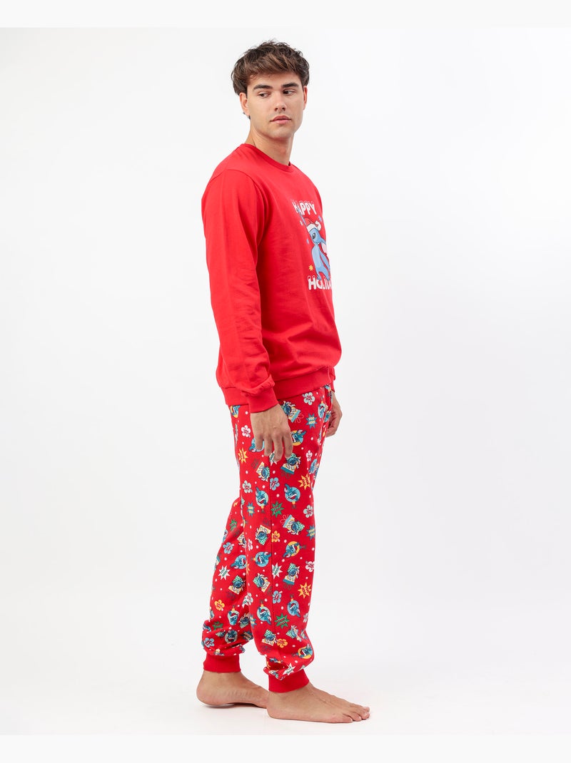 Pyjama à manches longues Disney Stitch Joyeuses Fêtes pour hommes Rouge - Kiabi