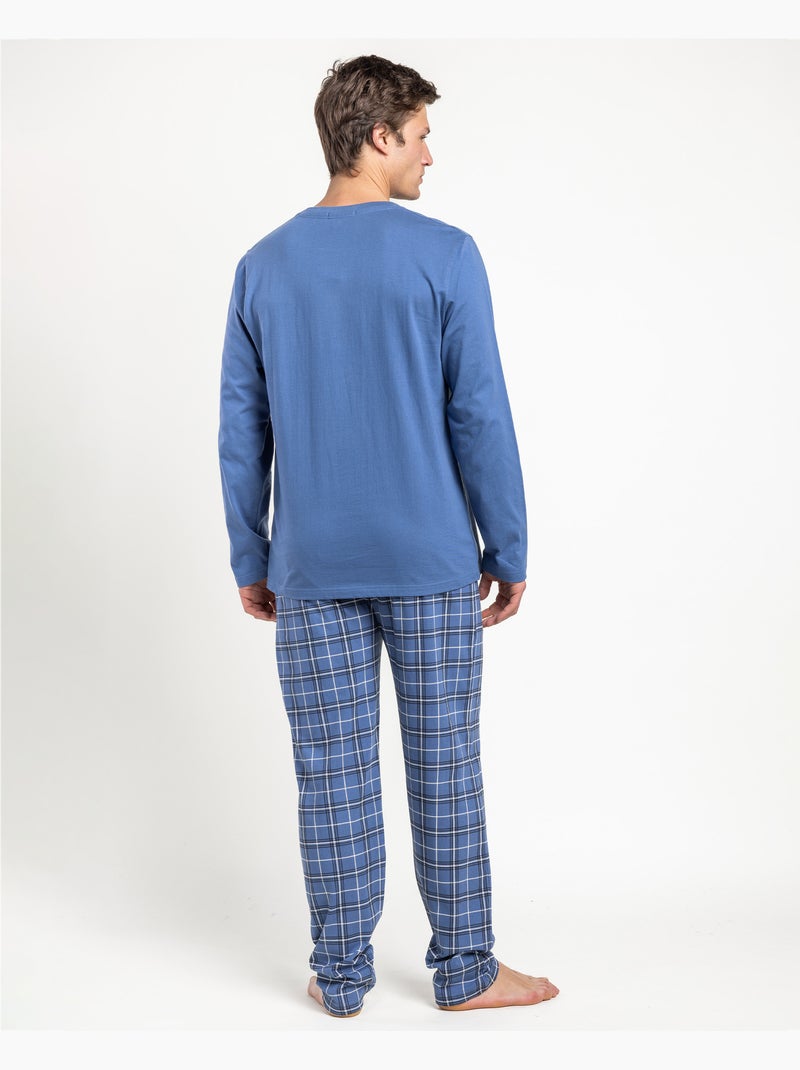Pyjama à manches longues easy sleeper pour homme - restez chez vous Bleu - Kiabi