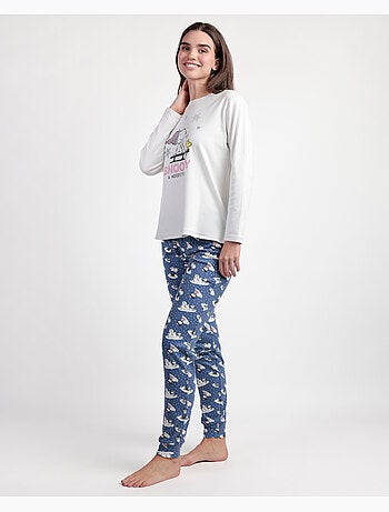 Pyjama à manches longues écru PEANUTS pour femme Snow Drift
