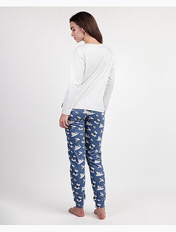 Pyjama à manches longues écru PEANUTS pour femme Snow Drift