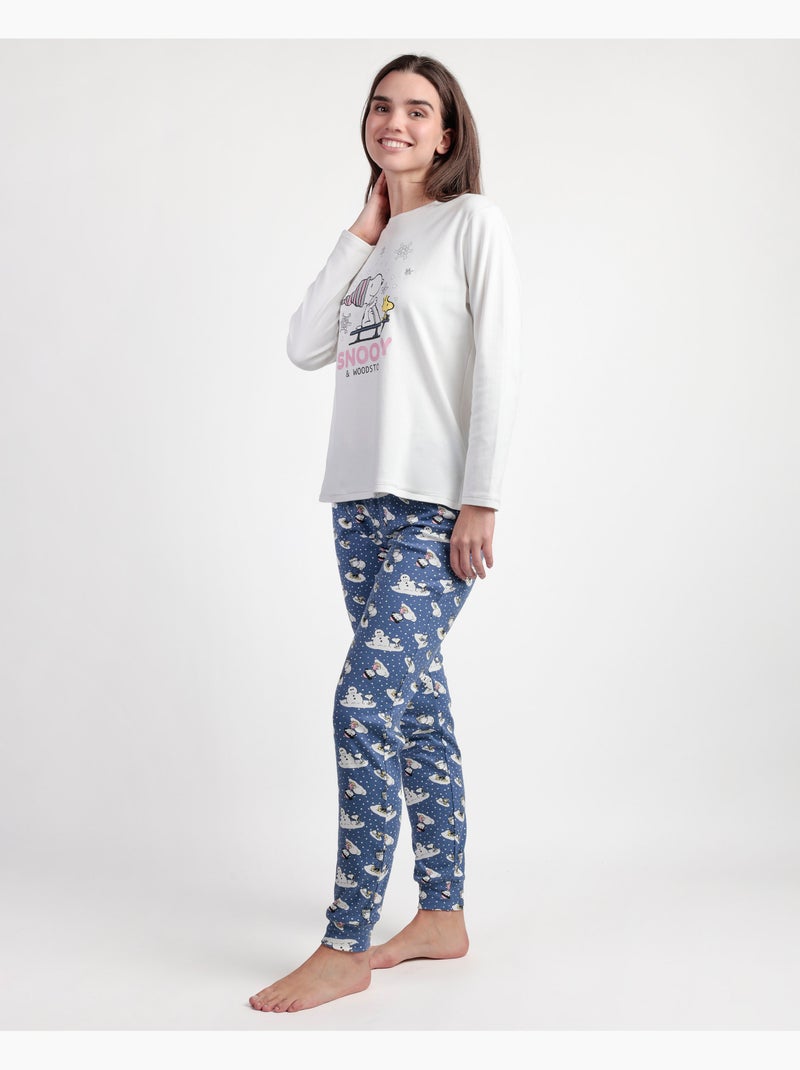 Pyjama à manches longues écru PEANUTS pour femme Snow Drift Ecru - Kiabi