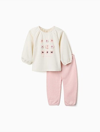 Pyjama à manches longues en coton avec fleurs imprimées