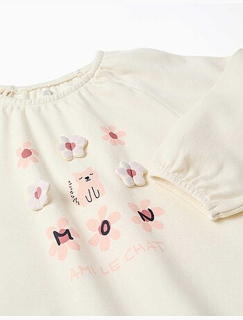 Pyjama à manches longues en coton avec fleurs imprimées