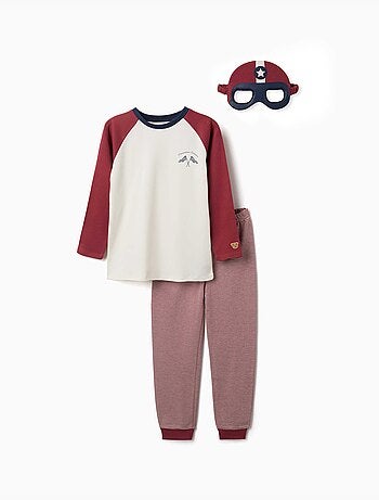 Pyjama à manches longues en coton avec masque rembourré