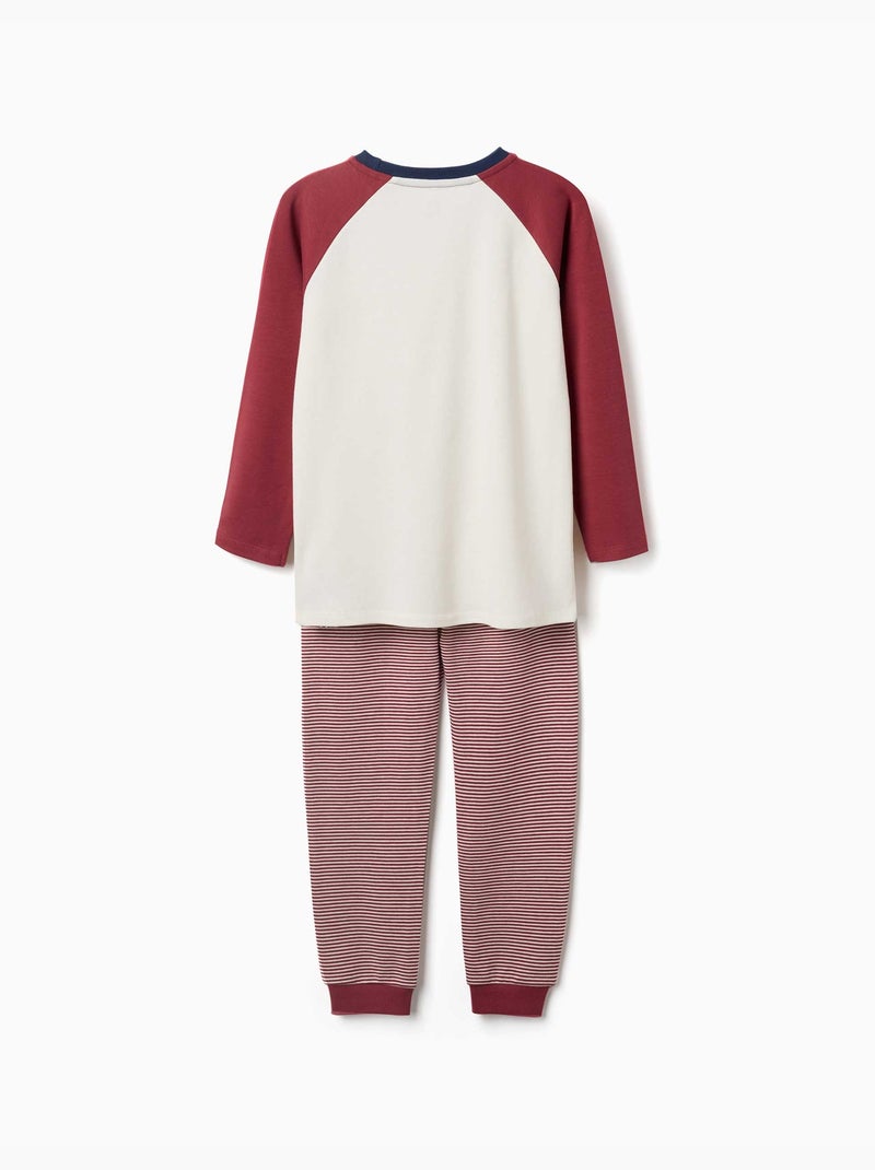Pyjama à manches longues en coton avec masque rembourré Rouge foncé - Kiabi