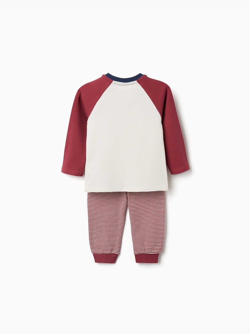 Pyjama à manches longues en coton avec voitures de course Rouge foncé - Kiabi