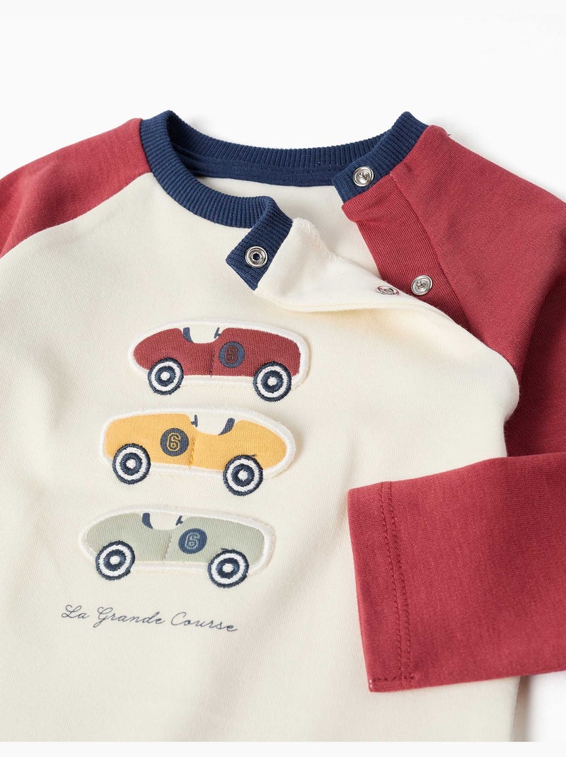 Pyjama à manches longues en coton avec voitures de course Rouge foncé - Kiabi