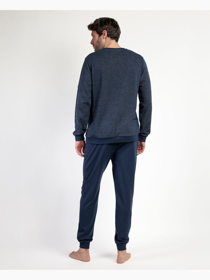 Pyjama à manches longues en polaire Ridge pour homme ANTONIO MIRO Bleu marine - Kiabi