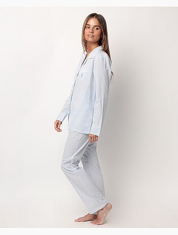 Pyjama à manches longues en popeline ouverte à rayures pour femme ADMAS HOME