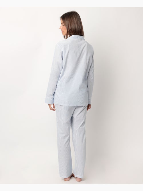Pyjama à manches longues en popeline ouverte à rayures pour femme ADMAS HOME - Kiabi Pyjama à manches longues en popeline ouverte à rayures pour femme ADMAS HOME - Kiabi