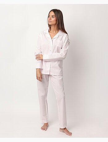 Pyjama à manches longues en popeline ouverte à rayures pour femme ADMAS HOME