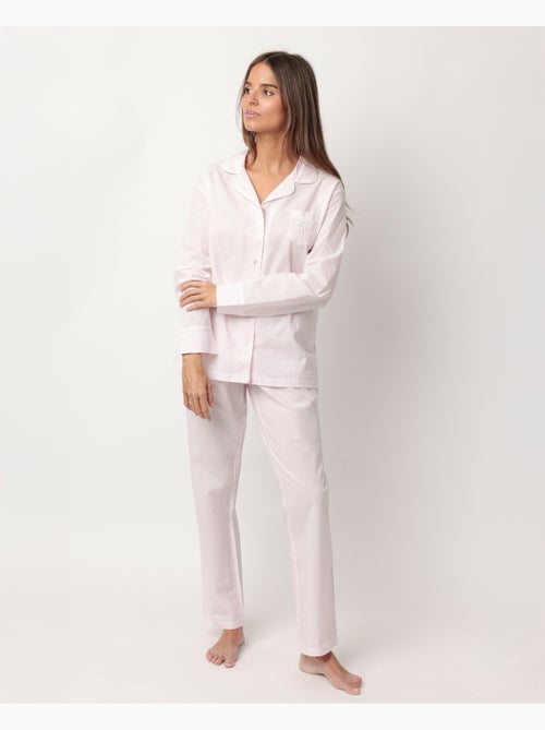 Pyjama à manches longues en popeline ouverte à rayures pour femme ADMAS HOME - Kiabi Pyjama à manches longues en popeline ouverte à rayures pour femme ADMAS HOME - Kiabi