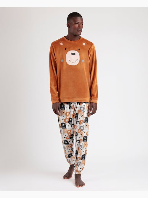Pyjama à manches longues en velours pour homme ADMAS Family Bear - Kiabi
