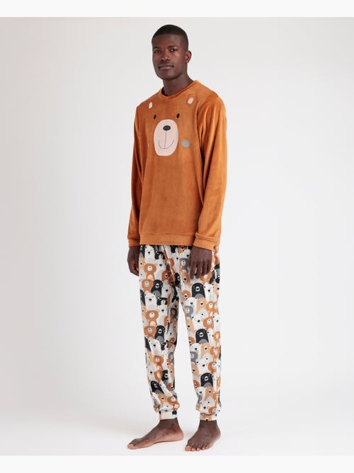 Pyjama à manches longues en velours pour homme ADMAS Family Bear - Kiabi