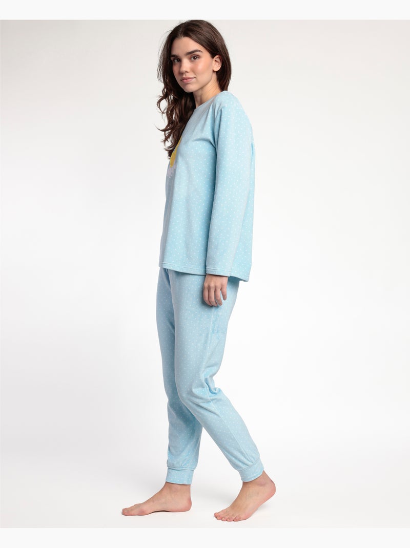 Pyjama à manches longues en velours Sweet Duckling pour femme ADMAS Bleu - Kiabi