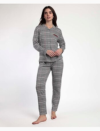 Pyjama à manches longues et dos ouvert pour femme ADMAS à motif pied-de-poule