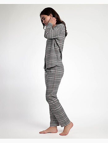 Pyjama à manches longues et dos ouvert pour femme ADMAS à motif pied-de-poule