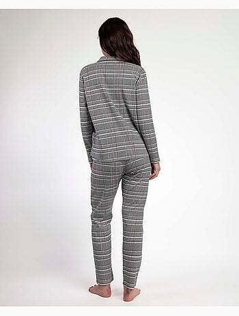 Pyjama à manches longues et dos ouvert pour femme ADMAS à motif pied-de-poule