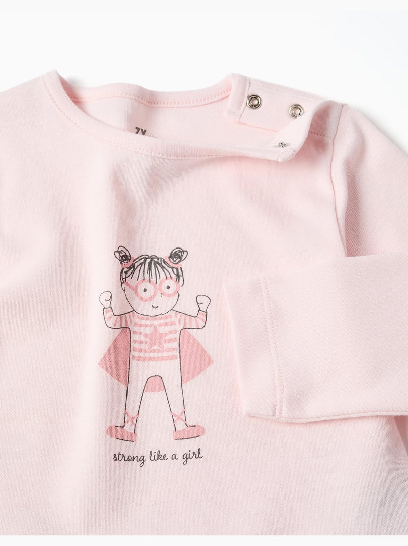Pyjama à manches longues et imprimé Rose clair - Kiabi