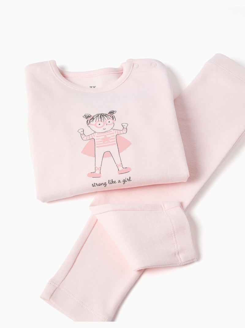 Pyjama à manches longues et imprimé Rose clair - Kiabi