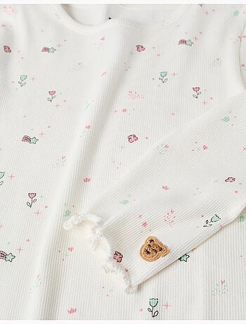 Pyjama à manches longues et motif fleurs et étoiles