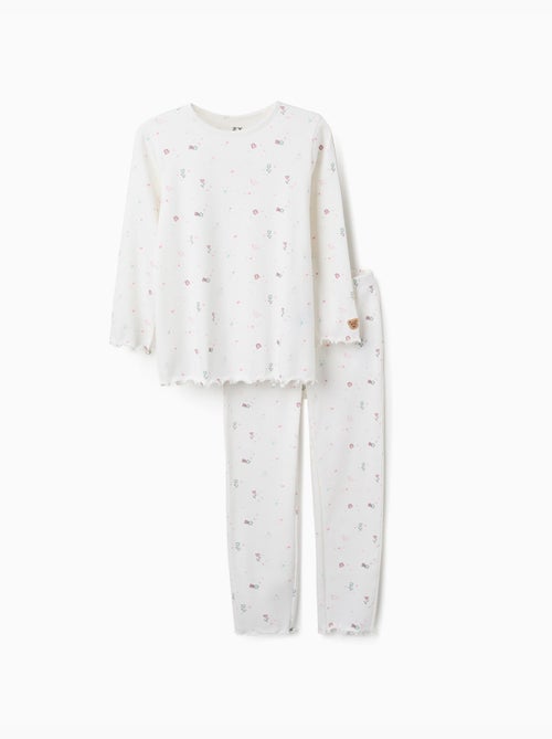 Pyjama à manches longues et motif fleurs et étoiles - Kiabi