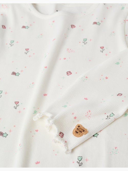 Pyjama à manches longues et motif fleurs et étoiles - Kiabi