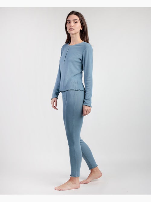 Pyjama à manches longues et patte de boutonnage côtelée douce pour femme ADMAS HOME - Kiabi Pyjama à manches longues et patte de boutonnage côtelée douce pour femme ADMAS HOME - Kiabi