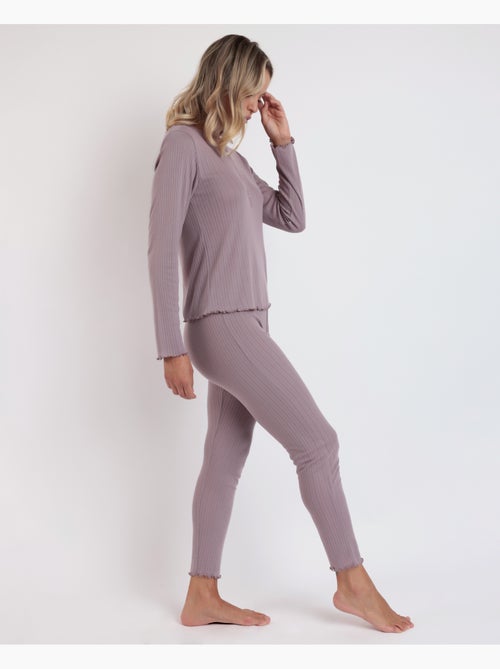 Pyjama à manches longues et patte de boutonnage côtelée douce pour femme ADMAS HOME - Kiabi Pyjama à manches longues et patte de boutonnage côtelée douce pour femme ADMAS HOME - Kiabi