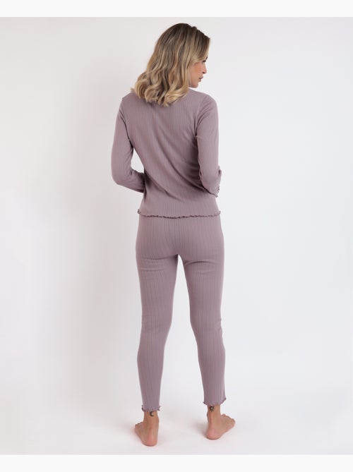 Pyjama à manches longues et patte de boutonnage côtelée douce pour femme ADMAS HOME - Kiabi Pyjama à manches longues et patte de boutonnage côtelée douce pour femme ADMAS HOME - Kiabi