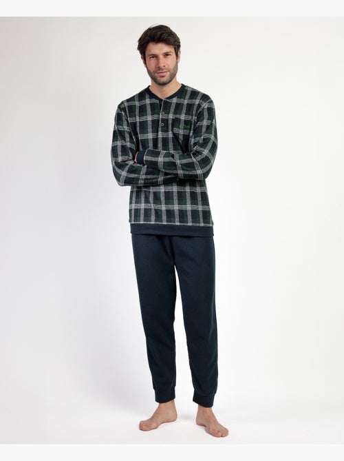 Pyjama à manches longues et patte de boutonnage émeraude pour homme ADMAS MAGNIFIC - Kiabi Pyjama à manches longues et patte de boutonnage émeraude pour homme ADMAS MAGNIFIC - Kiabi